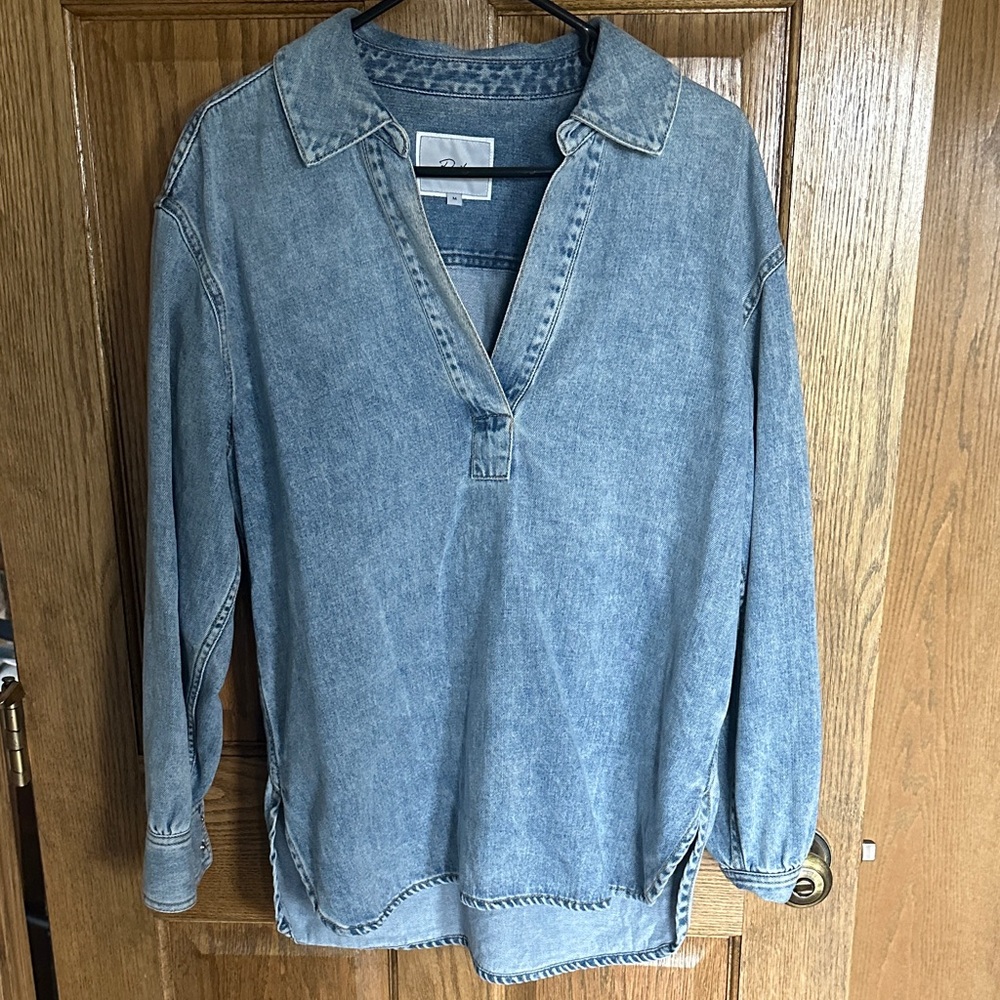 Rails Light Blue Washed Denim Pullover Shirt